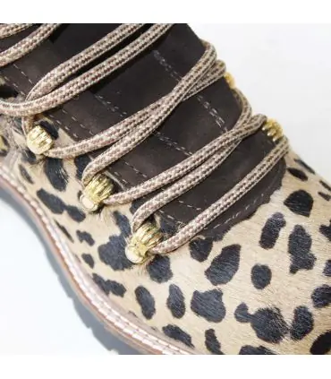 Bottines léopard luxe en peau de vache intérieur peau de mouton semelle antidérapante