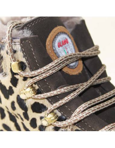 Bottines léopard luxe en peau de vache intérieur peau de mouton semelle antidérapante