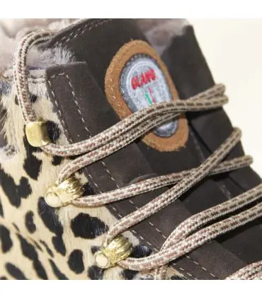 Warme Stiefeletten aus Wildleder mit Krokodilprint und Kaninchenkragen- Olang Imperial