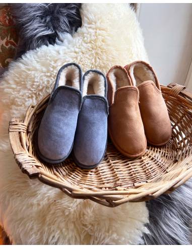 Warm lambskin slippers for men and women