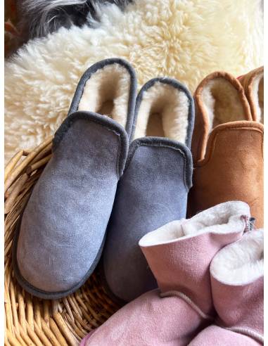 Cálidas zapatillas de piel de cordero para hombre o mujer