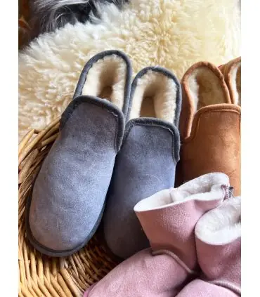Warme Charentaises-Hausschuhe aus Lammfell fur Herren und Damen