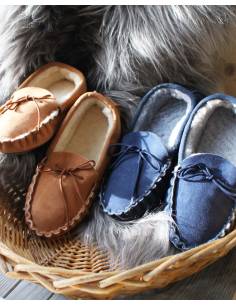 Men's slippers moccasin in guenuine lambskin