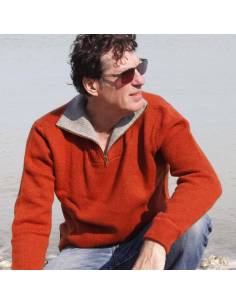 Men's jumper in pure virgin wool with ultra high collar 2