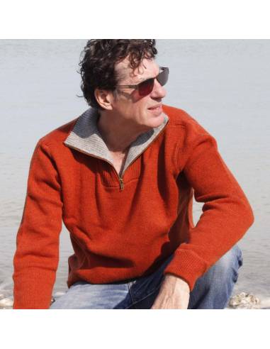 Pullover Herrenpullover aus reiner weicher Schurwolle mit Stehkragen