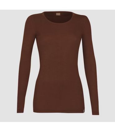 women's shirt long sleeves in pure merino wool red