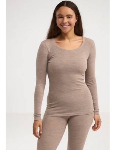 women's shirt long sleeves in pure merino wool red