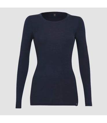 camisa de punto de cuello festoneado de mujer en puro lana merino rojo