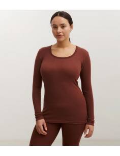 women's shirt long sleeves in pure merino wool red