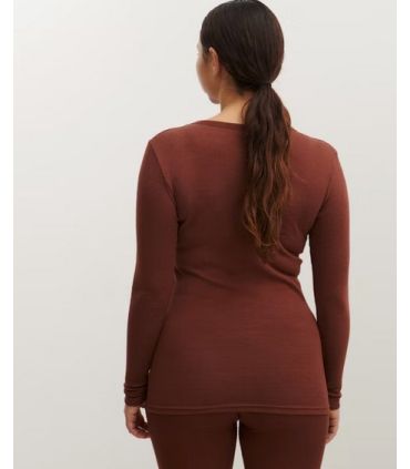 women's shirt long sleeves in pure merino wool red