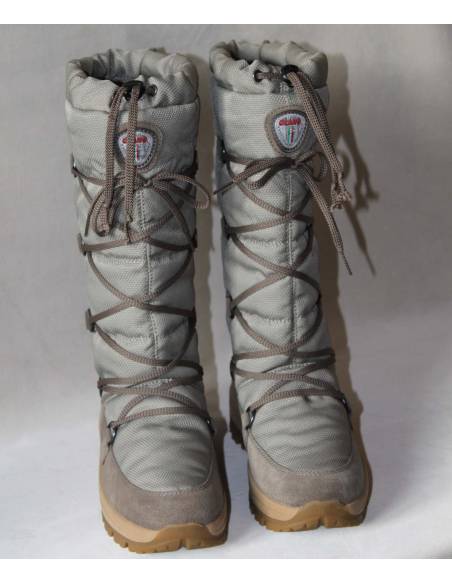 Bottes de ski hautes pour femme à lacets en daim suède tissu technique 