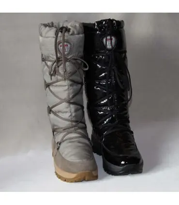 Bottes de ski hautes pour femme à lacets en daim suède tissu technique 
