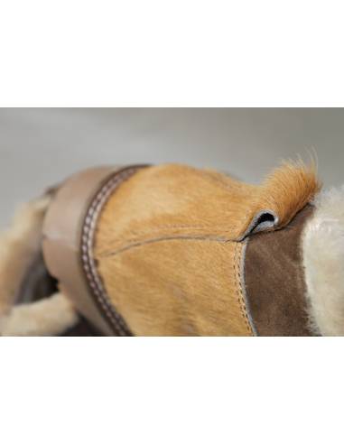 Warme Stiefeletten aus Wildleder mit Krokodilprint und Kaninchenkragen- Olang Imperial