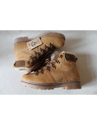 Warm ankle boots in crocodile-print suede with rabbit collar- Olang Imperial