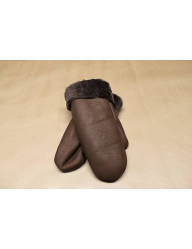 Women Mittens in wooly genuine lambskin