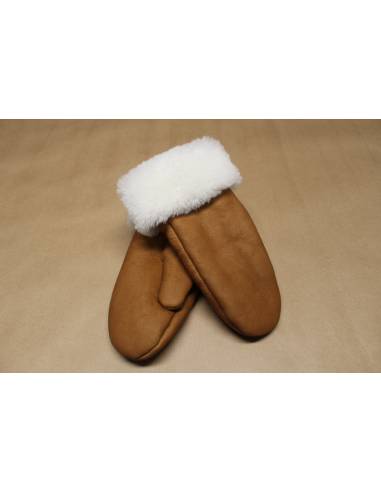 Women Mittens in wooly genuine lambskin
