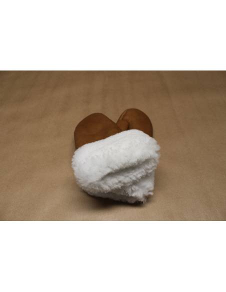 Moufles cuir Femme chaudes en peau d'agneau retournée