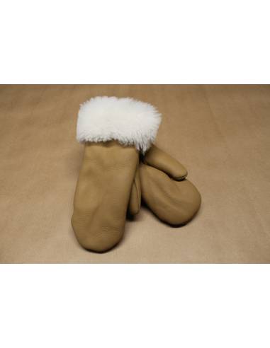 Moufles cuir Femme chaudes en peau d'agneau retournée