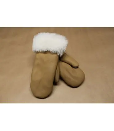 Women Mittens in wooly genuine lambskin