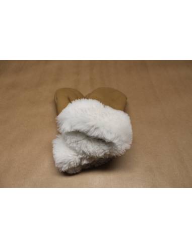 Moufles cuir Femme chaudes en peau d'agneau retournée