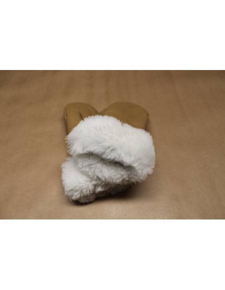 Moufles cuir Femme chaudes en peau d'agneau retournée