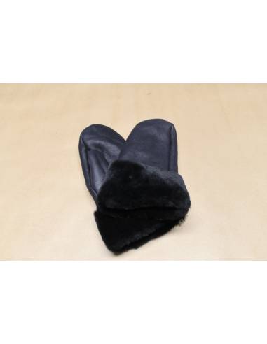 Moufles cuir Femme chaudes en peau d'agneau retournée