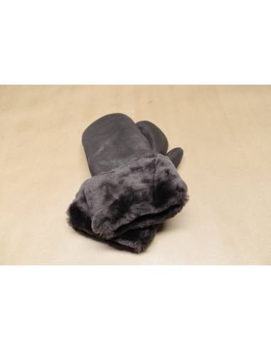 Moufles cuir Femme chaudes en peau d'agneau retournée