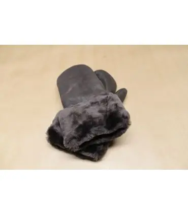 Moufles cuir Femme chaudes en peau d'agneau retournée