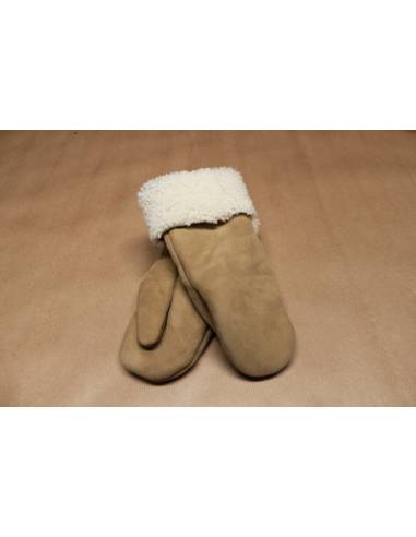 Moufles Femme chaudes en peau d'agneau retournée nubuck