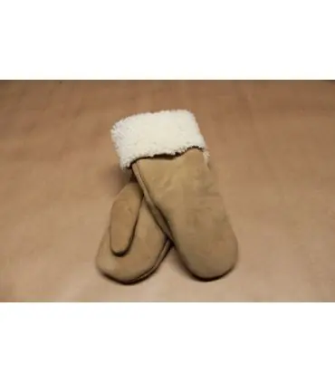 Women Mittens in wooly genuine lambskin