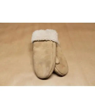 Women Mittens in wooly genuine lambskin