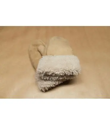 Women Mittens in wooly genuine lambskin