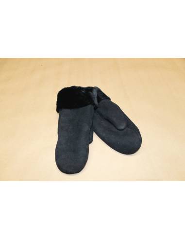 Moufles Femme chaudes en peau d'agneau retournée nubuck