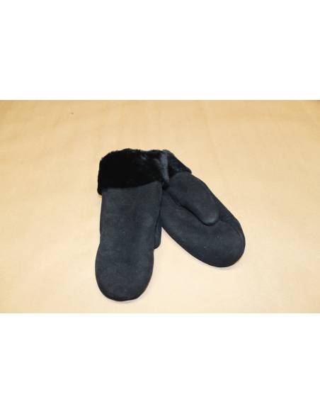 Moufles Femme chaudes en peau d'agneau retournée nubuck