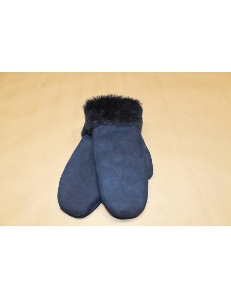 Moufles Femme chaudes en peau d'agneau retournée nubuck