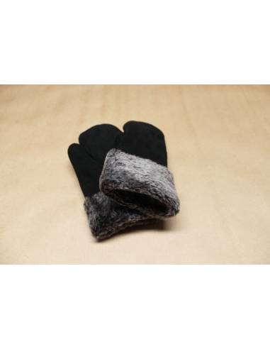 Moufles Femme chaudes en peau d'agneau retournée nubuck