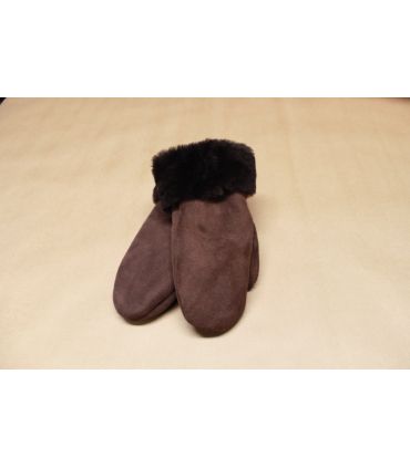Moufles Femme chaudes en peau d'agneau retournée nubuck