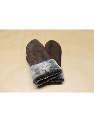 Moufles Femme chaudes en peau d'agneau retournée nubuck