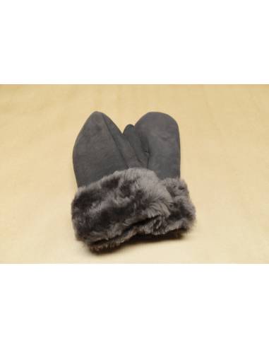 Moufles Femme chaudes en peau d'agneau retournée nubuck