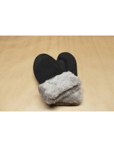 Moufles Femme chaudes en peau d'agneau retournée nubuck