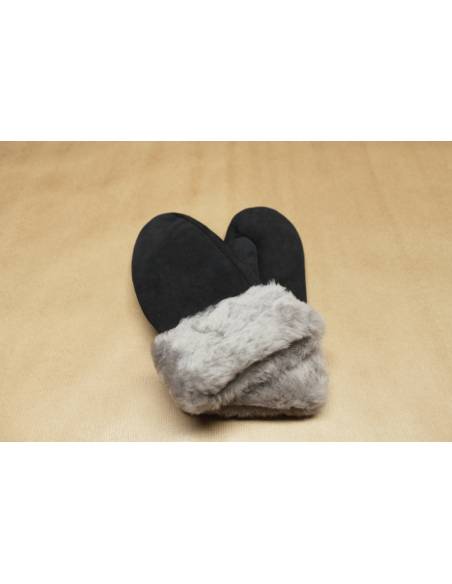 Moufles Femme chaudes en peau d'agneau retournée nubuck