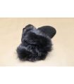 Luxuous women Mittens genuine black lambskin