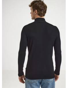 Long sleeves pure merino wool men Zip Polo dark grey 2