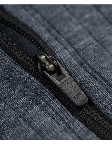 polo zip homme chaud en laine mérinos Zip col protecteur bleu 