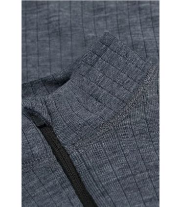 Herren Polo shirt  Merinowolle mit langen Ärmeln grau