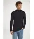 Long sleeves pure merino wool men Zip Polo dark grey