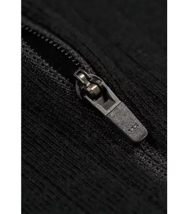 Long sleeves pure merino wool men Zip Polo dark grey