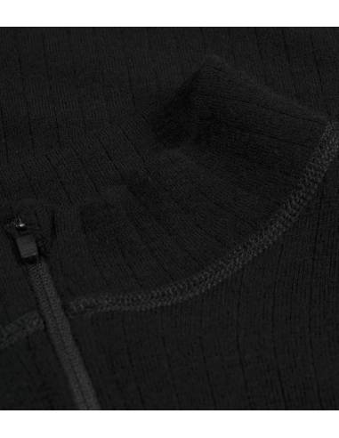 Long sleeves pure merino wool men Zip Polo dark grey