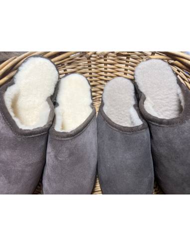 Chaussons homme chauds mules nordiques en peau d'agneau