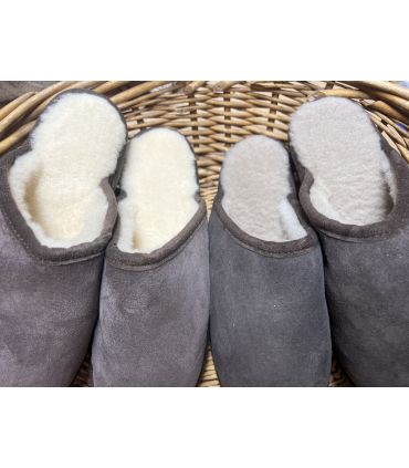 Chaussons homme chauds mules nordiques en peau d'agneau